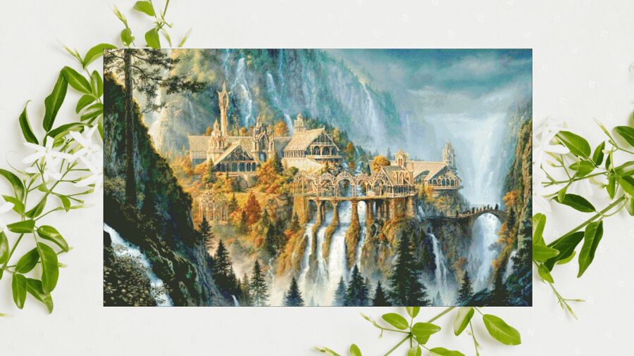 PDF "Rivendell Sunset" Cross Stitch Pattern DMC, Pattern Keeper Compatible